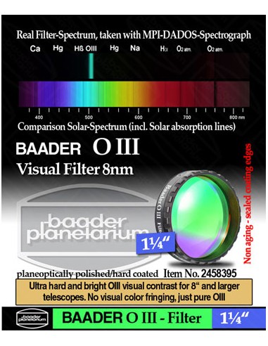 Robtics Baader 1.25" OIII Filter, (8nmHBW) - 2458395