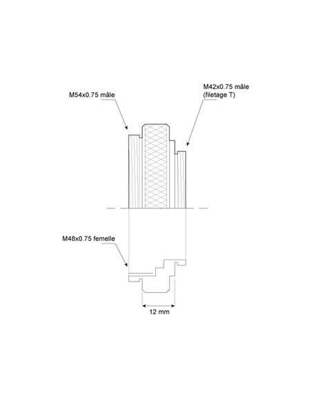 Takahashi adapter M54 male-M42 male 12mm length for Takahashi CA35 adapter - 4