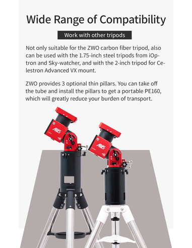 ZWO Pier Extension 200mm for ZWO AM3/AM5 Mount, iOptron and Sky-Watcher 1.75" Tripods - ZWO PE200 - 9