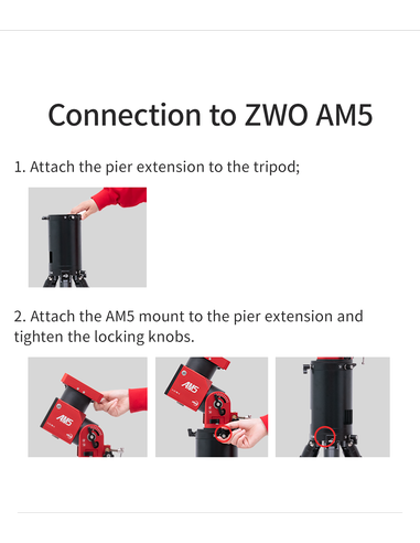 ZWO Pier Extension 200mm for ZWO AM3/AM5 Mount, iOptron and Sky-Watcher 1.75" Tripods - ZWO PE200 - 11