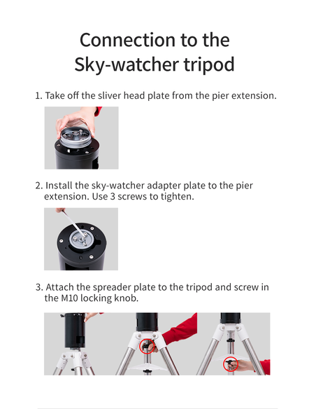 ZWO Pier Extension 200mm for ZWO AM3/AM5 Mount, iOptron and Sky-Watcher 1.75" Tripods - ZWO PE200 - 12