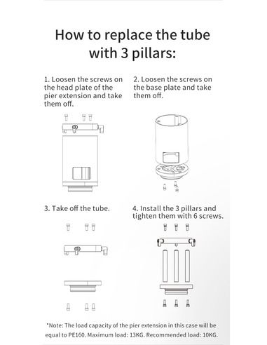 ZWO Pier Extension 200mm for ZWO AM3/AM5 Mount, iOptron and Sky-Watcher 1.75" Tripods - ZWO PE200 - 14