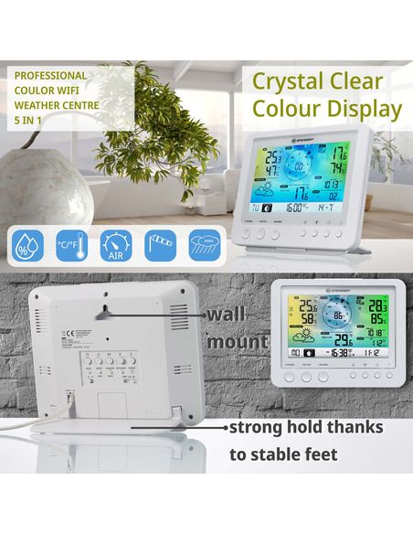 BRESSER WIFI Color Weather Station with 5in1 profi sensor white - 7