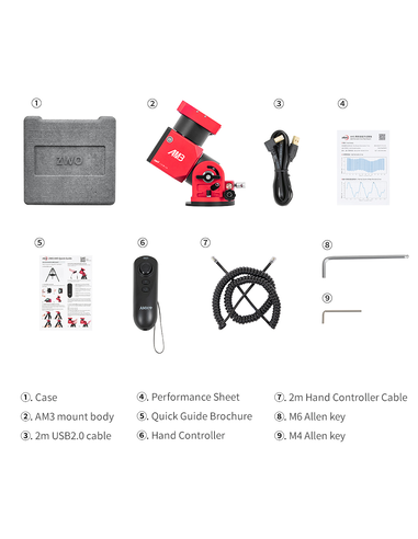 ZWO AM3 Harmonic Drive Equatorial Mount Head with ZWO TC40 Carbon Fiber Tripod - 10