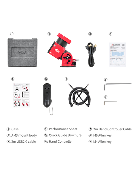 ZWO AM3 Harmonic Drive Equatorial Mount Head with ZWO TC40 Carbon Fiber Tripod - 10