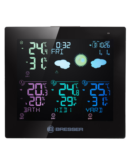 Bresser Quadro Neo C thermometer and hygrometer with three outdoor sensors and weather forecast black - 1