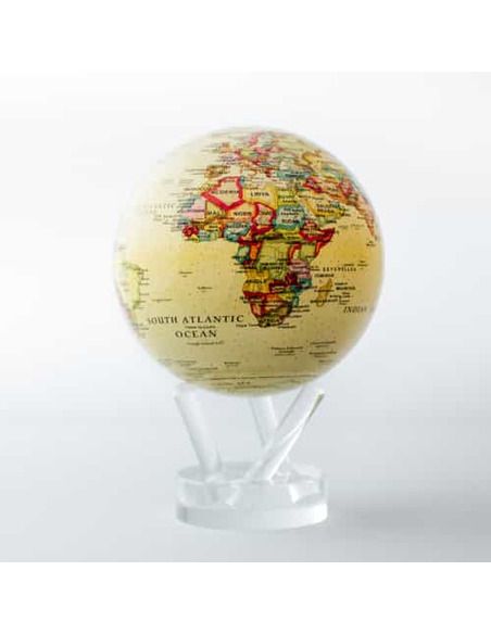 Robtics Mova Globe 4.5 inch Yellow Political Map World Globe with Acrylic Base