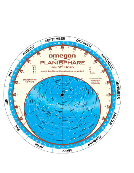 Robtics Omegon Star chart Sternkarte 17.5cm / 50°