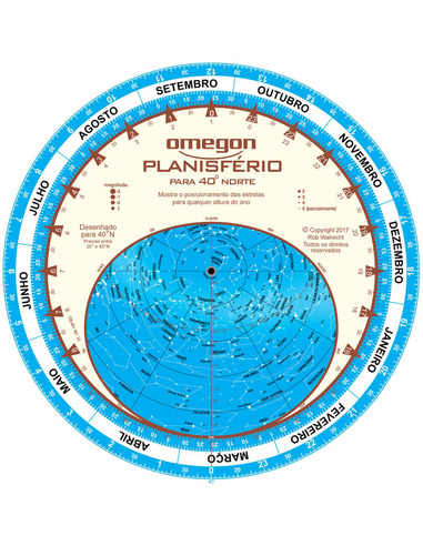 Robtics Omegon Star chart Carta de estrelas Planisfério 25cm / 40°