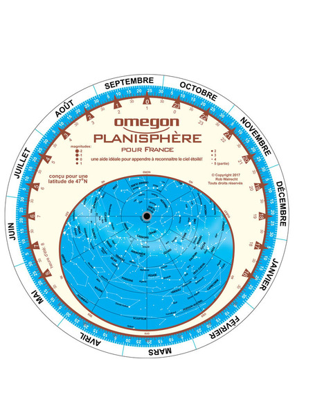 Robtics Omegon Star chart Planisphére du ciel 17.5cm / 47°
