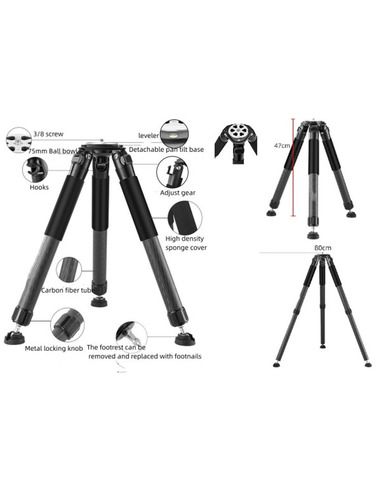 Robtics Robtics Carbon Fiber Tripod - 470mm-800mm 40kg capacity