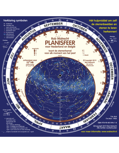 Robtics Rob Walrecht - Planisphere for latitudes between 47° and 57° - Dutch language